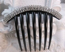Triple Row Sparkling AAA Clear Crystal Rhinestones French hair comb black comb