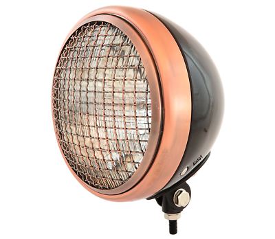 7'' Bottom Mount Motorcycle Headlight - Gloss Black Bronze Grill Clear H4 Halogen