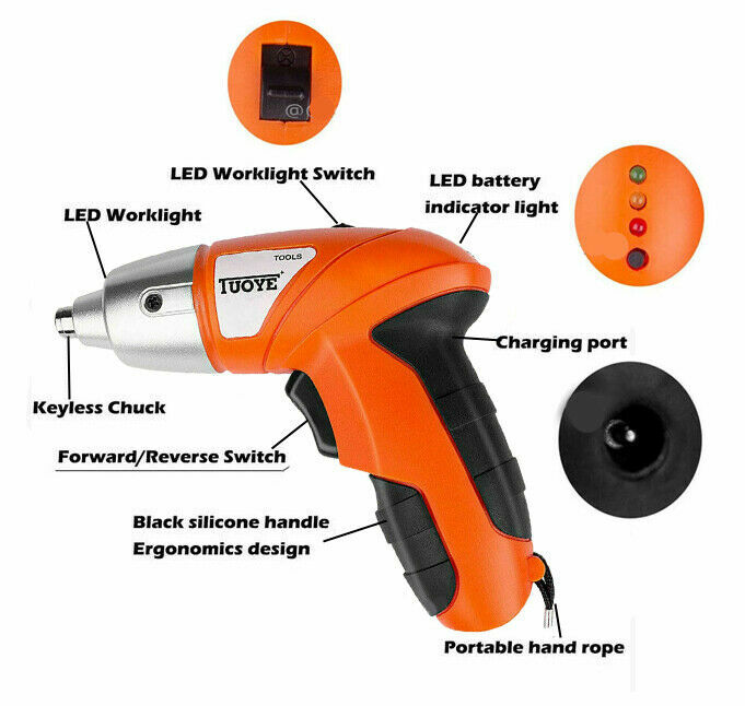 45PC 4.8V CORDLESS DRILL DRIVER SET COMBI LIION BATTERY ELECTRIC