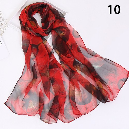 Women Silk Chiffon Floral Long Scarf Wraps Soft Shawl Scarve Sunscreen Headscarf - Picture 16 of 60