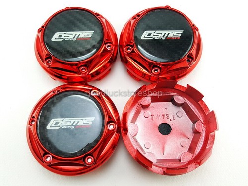 CENTER CAPS HUB Car Rim Red Chrome Cover Wheels Size 73.5mm. For Cosmis Racing 4 - Picture 4 of 11