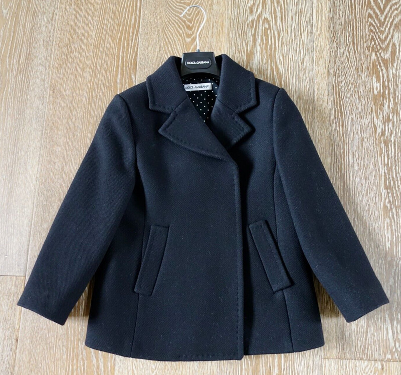 Dolce & Gabbana Girls Black Wool/Cashmere Coat Size 7/8 EUC