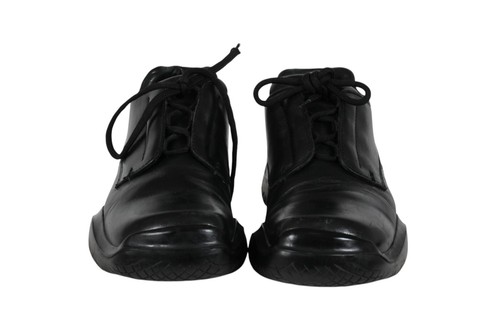 Prada AW99 Vintage Chunky Derby US 8 UK 7 Pelle Nera Punta Quadrata Platform Suola - Foto 2 di 13