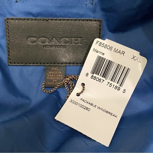 NWT Coach F85806 Marine Blue Hooded Packable Windbreaker Men’s Jacket Size XXL - Picture 11 of 12