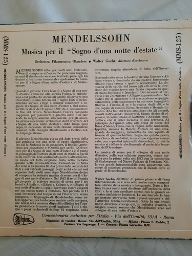 10" 33 GIRI MENDELSSOHN ORIGINALE - Foto 3 di 3