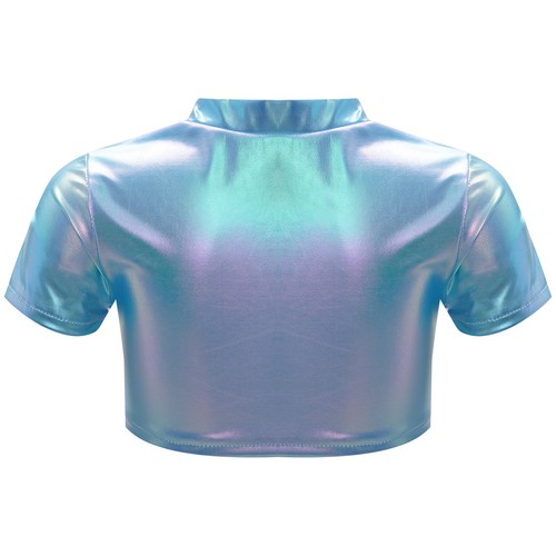 Kids Girls Tee Disco T-shirt Hip Hop Crop Top Party Clubwear Stage Round Neck - Picture 8 of 54