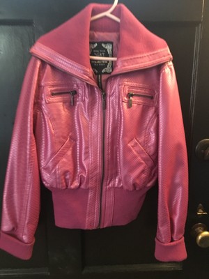 girls m 8 10 pink faux leather jacket super cute ebay ebay