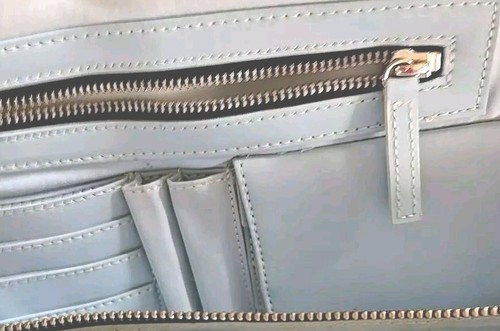 Wilson Leather Pelle Studio Light Blue Leather ATTACHÉ BAG PURSE - Picture 6 of 16