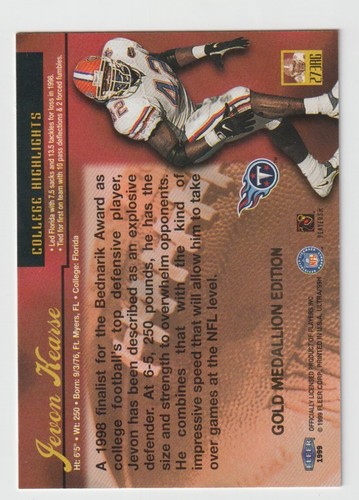 Ultra #273 1999 Jevon Kearse RC medallón de oro - Imagen 2 de 2
