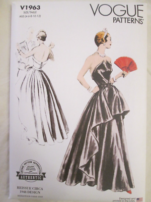 Vogue 1963 Reissue Circa 1948 Design Evening Dress Pattern 4-12 Bridal Wedding Vogue 1963 Reissue Circa 1948 Design Evening Dress Pattern 4-12 Bridal Wedding