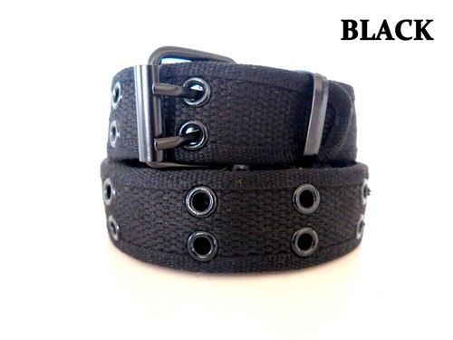 KIDS Stitched Canvas Fabric 2 Holes Row Grommets BOYS GIRLS CHILDRENS BELT - Picture 3 of 14