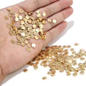 20pcs 304 Stainless Steel Round Tag Pendants Smooth Stamping Blanks Gold 8x1mm