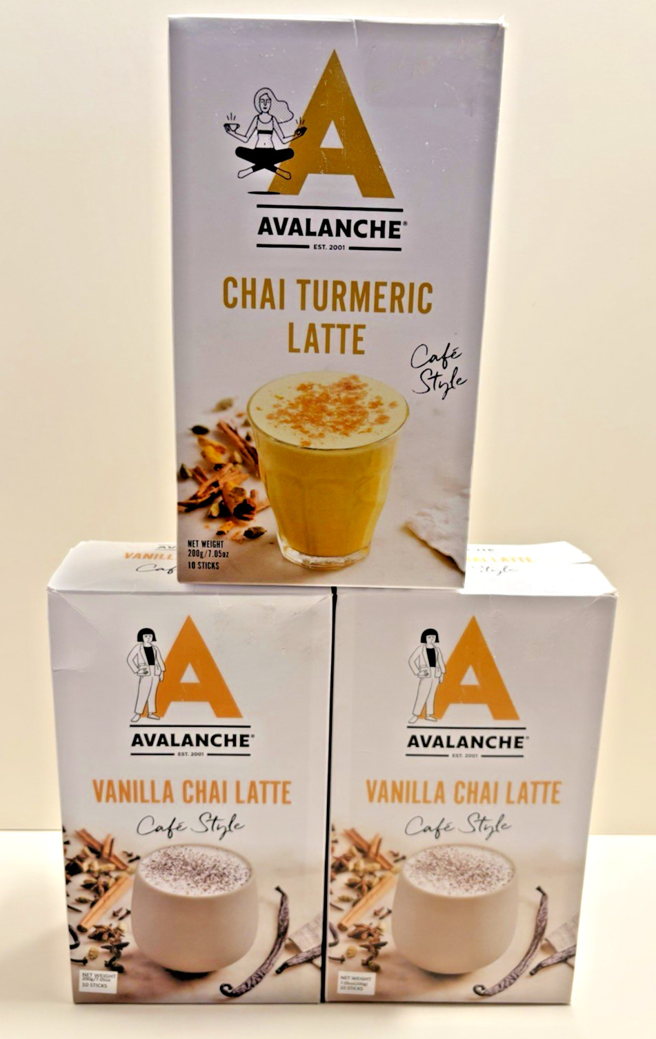 Lote de 3 café estilo café con leche cúrcuma chai y chai vainilla avalancha