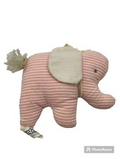 Vintage Bantam Elephant Rattle Plush Stuffed Animal Toy 5 Small Pink White