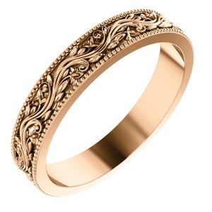 SOLID-14K-ROSE-GOLD-4MM-DESIGN-ENGRAVED-WEDDING-BAND-RING-SIZE-5-9