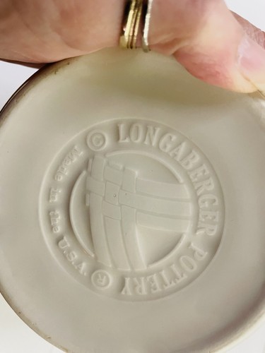 Longaberger Pottery Woven Traditions Heritage Green Utensil Crock Holder 5 1/2" - Picture 4 of 6