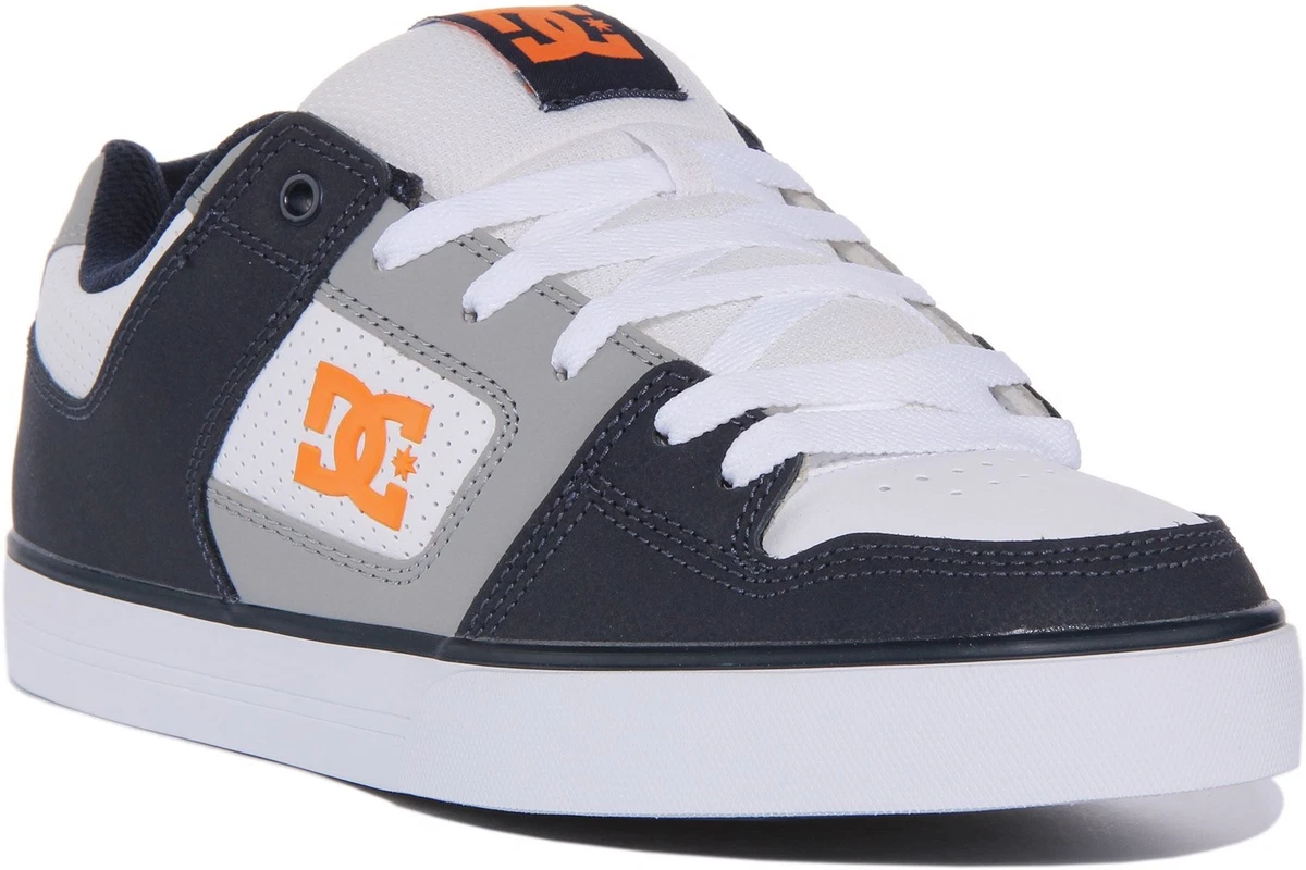 Dc Shoes Pure Mens Skateboard Leather Trainers In White Navy Size UK 7 12