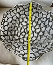 LARGE L'Object Centerpiece Fruit Bowl Web Cast Metal Gray