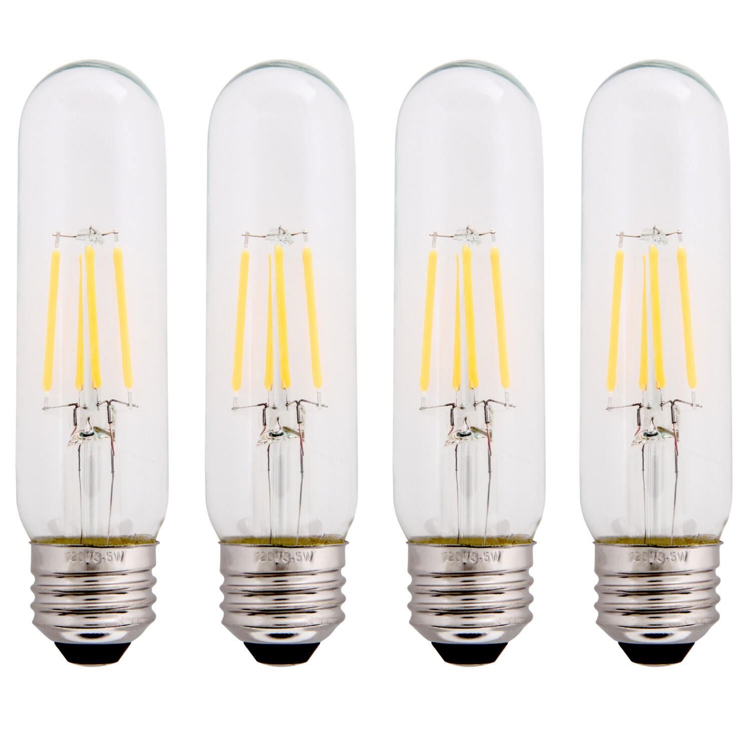 Clear 3.5W LED T10 Tubular Light Bulb - Nickel Plated E26 Me