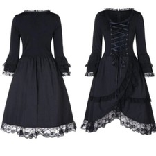 Victorian Witch Gothic Costume Renaissance Cosplay Fancy Dress Women Medieval