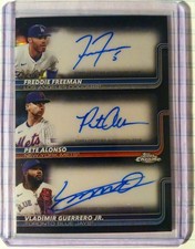2025 Topps Chrome Update Triple Auto Freeman/Alonso/Guerrero Jr Black /10 mint