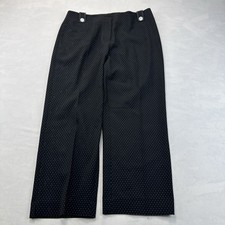 Trouser Etc New York Size 8 Black White Polka Dot Straight Leg Dress Pants