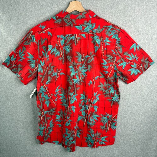 Volcom Shirt Mens Large Red Bamboozled Floral Button Up Hawaiian Tropical Surf - Picture 4 of 14