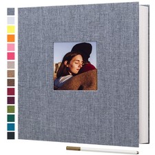 Large Photo Album Self Adhesive 4x6 5x7 8x10 Pictures Linen Cover 40 Blank Pa...