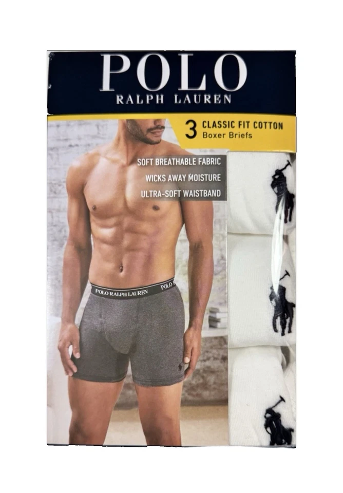 Polo Ralph Lauren nuevo con etiquetas. Pack de 3. CALZONCILLO BOXER CLÁSICO de algodón. Blanco. Precio de venta sugerido por el fabricante 49,50 USD Foto 2 de 4