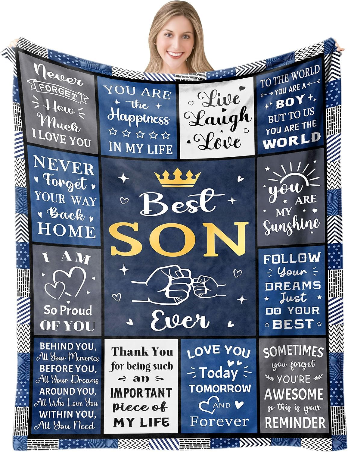 Son Gifts from Mum Dad 150X130Cm | to My Son Blanket Throw, Personalised Birthda