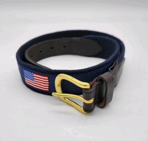 Vineyard Vines Club Belt Boy's Size 24 Navy Blue American Flag USA Canvas Silk - Picture 2 of 9