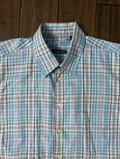 Burberry London Blue Nova Check Button Up Shirt Large Plaid Long Sleeve USA Made