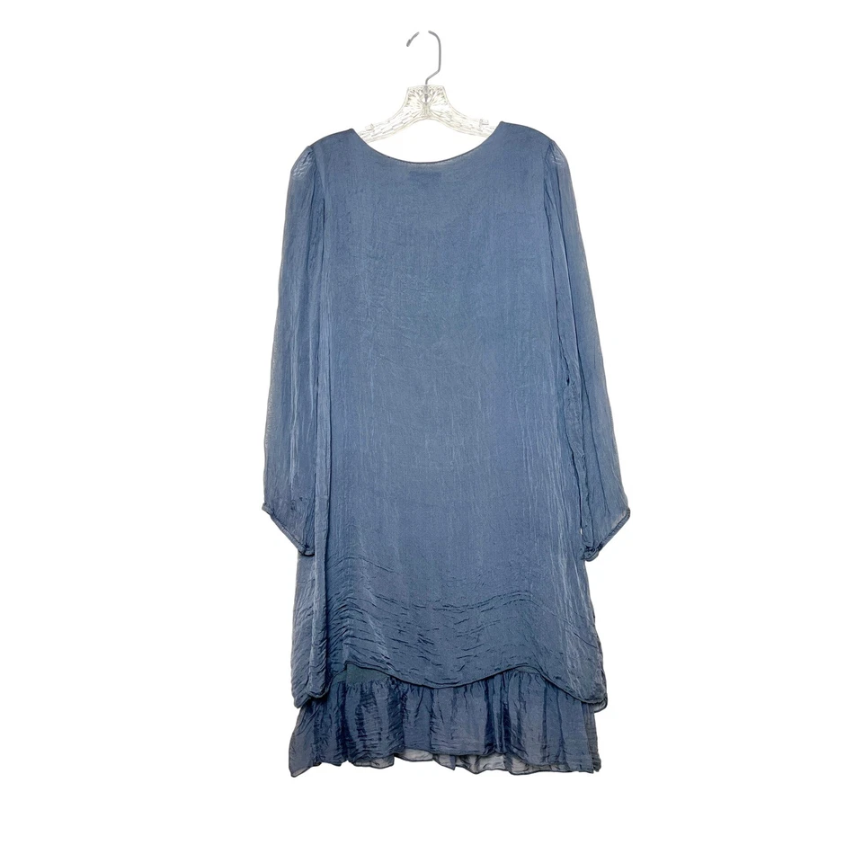 Vestido Carla Conti Gris Seda Hecho en Italia Encaje Pequeño Cachicho Hada Femenino Foto 3 de 4