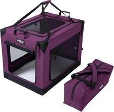4-Door Folding Soft Dog Crate 2-Year Warranty with Aluminum Frame Top Curtain