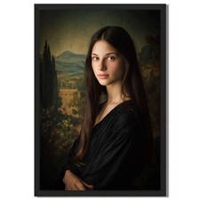 Renaissance Woman Portrait Framed Canvas Print Vintage Wall Art