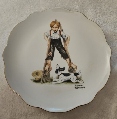 The Stilt Walker - Scalloped Edge Gold Trim Norman Rockwell Vintage Plate
