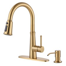 Gold Single Handle High Arc Stainless Steel Faucet with Pull Down Sprayer for...