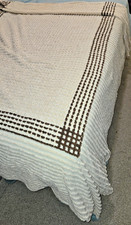 Ivory Textured chenille Bedspread  Brown Geom...