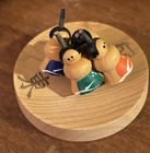 Vtg Board Game Wooden Japanese Sumo Wrestlers 4 Spinner Pieces + Base Folk Toy — photo 2