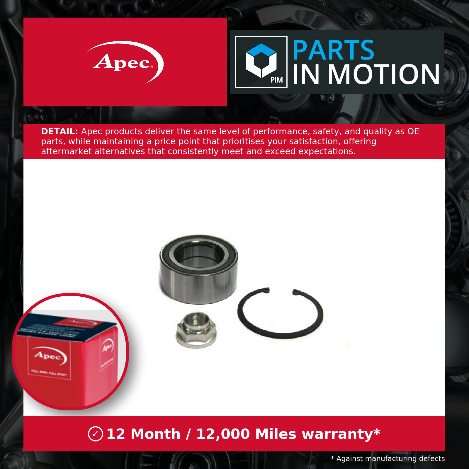 Wheel Bearing Kit AWB1650 Apec Genuine Top Quality Guaranteed New