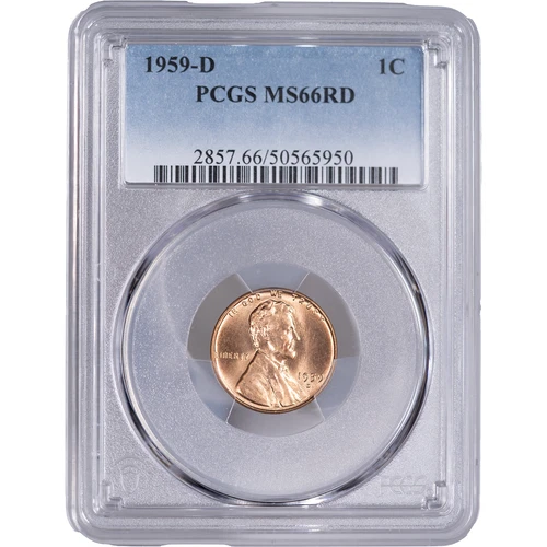 1959 D 1c Lincoln Wheat Cent ~ PCGS MS 66 RD