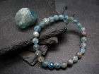 Blue Zircon Genuine Bracelet ~ 6.5 Inches ~ 7mm Facetted Beads