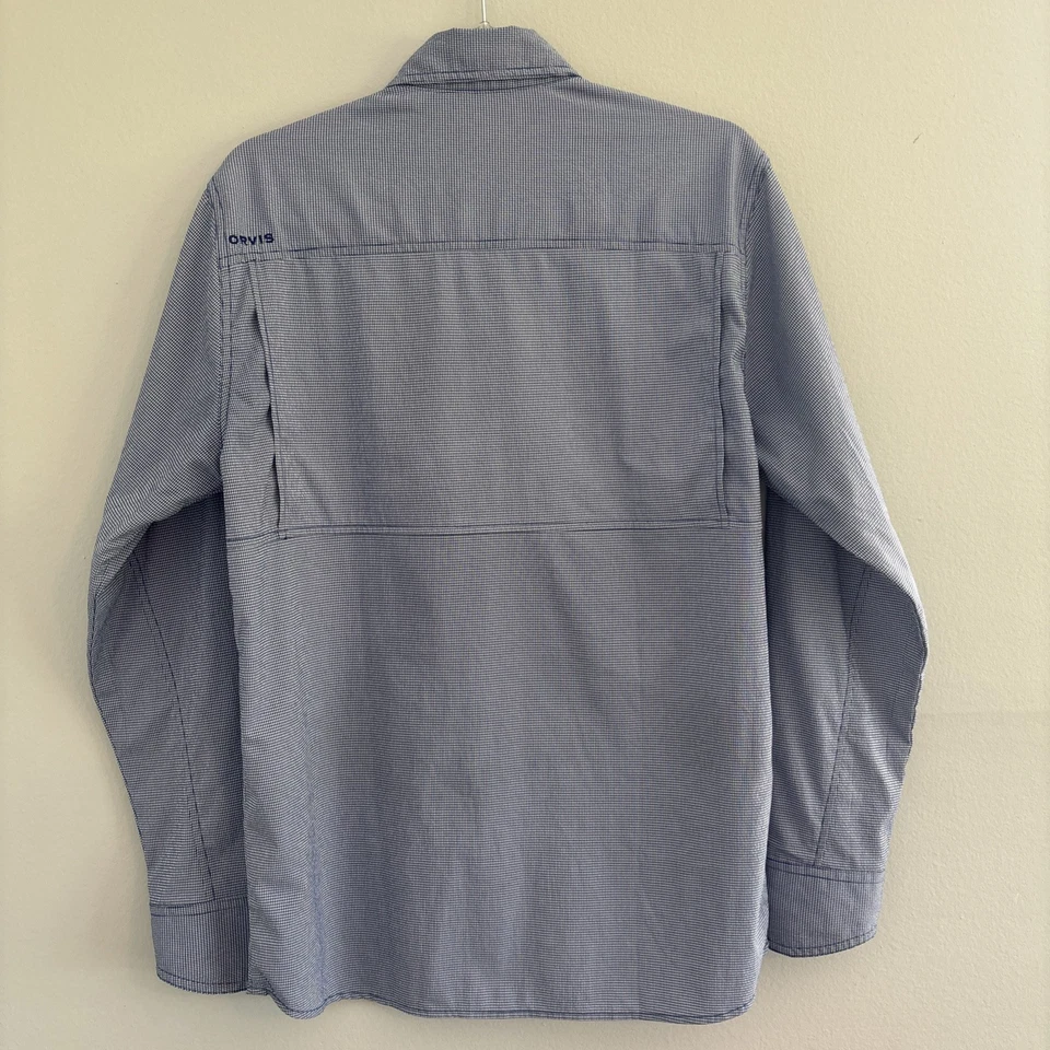 Camisa de pesca con mosca Orvis para hombre manga larga ventilada color azul y blanco talla pequeña Foto 2 de 4