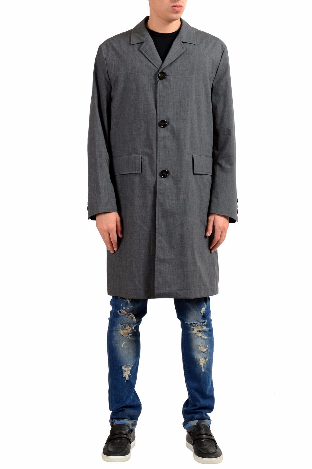 Мужской серый тренч Hugo Boss Gambit US S IT 48 52090₽