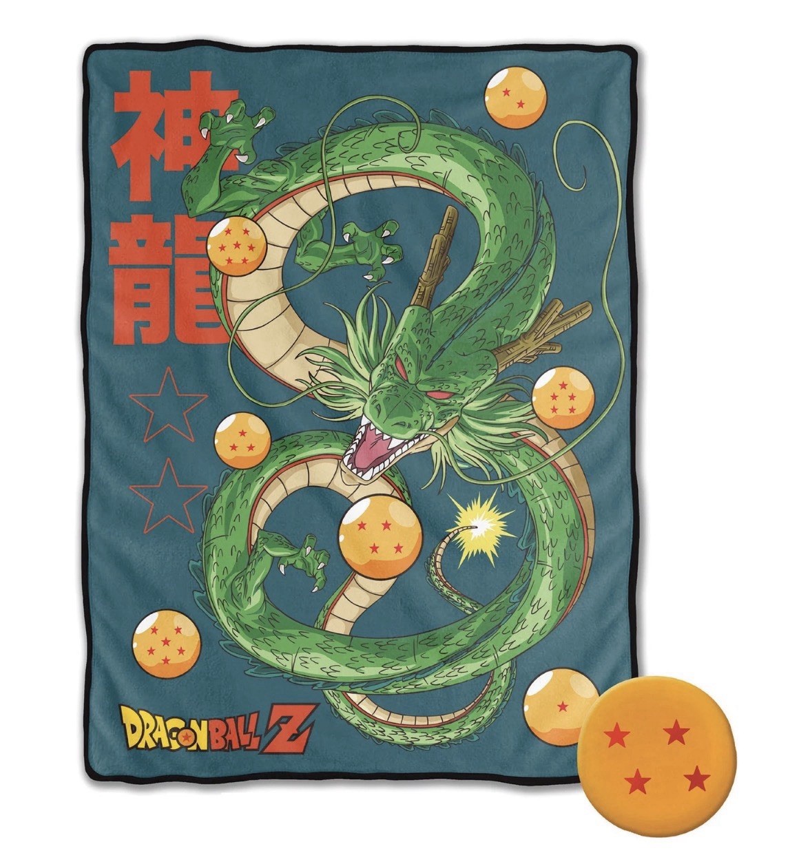 Shenron Allover Design Throw With Dragon Ball Pillow