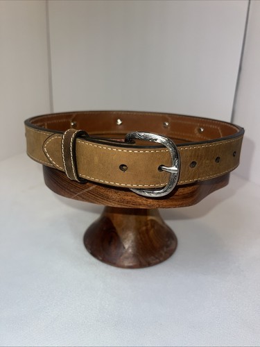 Nocona Youth Belt 22 Genuine Leather Cowboy Brown 3 Tone With Silver N4421644 - Picture 2 of 7