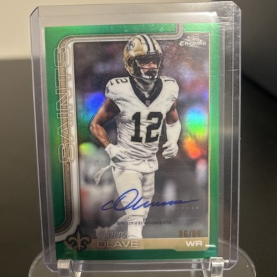 2025 Topps Chrome - Autographs Chris Olave #BA-CO Green Refractor /99 (AU)