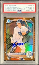 KEVIN MCGONIGLE SIGNED 2025 BOWMAN CHROME ORANGE REPTILIAN PSA 10 AUTO 10 /25