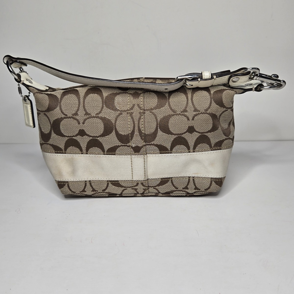 Vintage Coach Signature Stripe Y2K Collection ~2008 Khaki/White