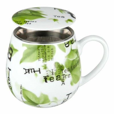 Könitz Tea Collage Becher Tasse Teetasse mit Sieb und Deckel Porzellan 420ml